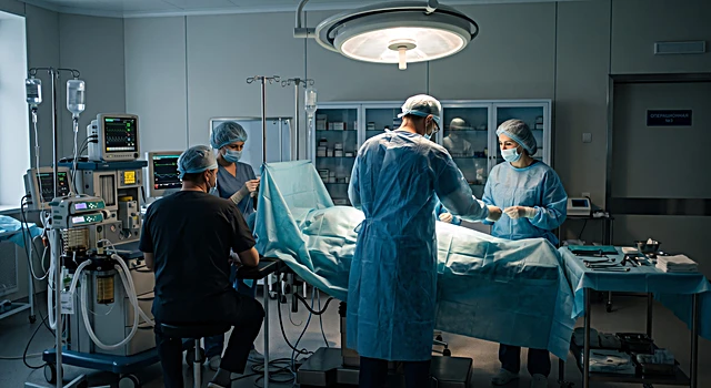 Операционная хирургического стационара. Иллюстрация.