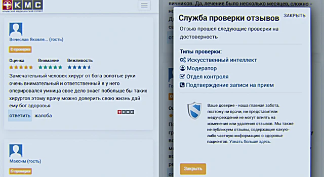 Интерфейс проверки отзывов