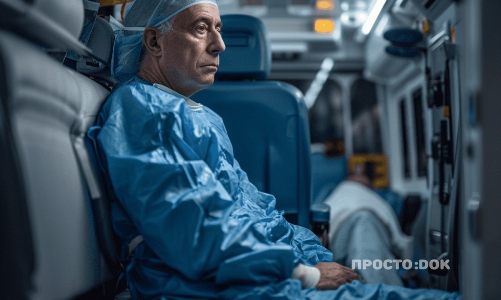 Врач в машине скорой помощи