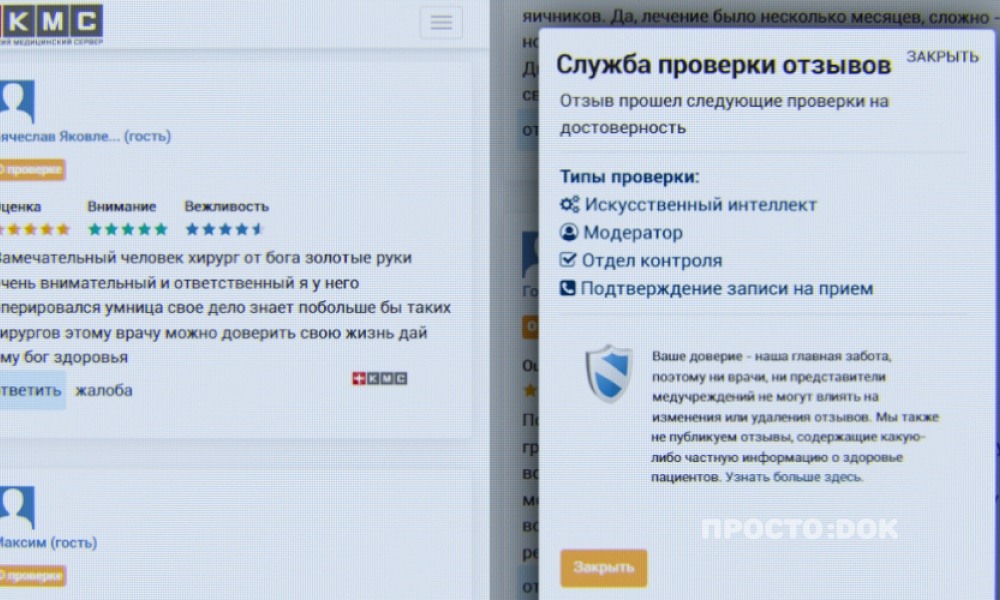 Интерфейс проверки отзывов